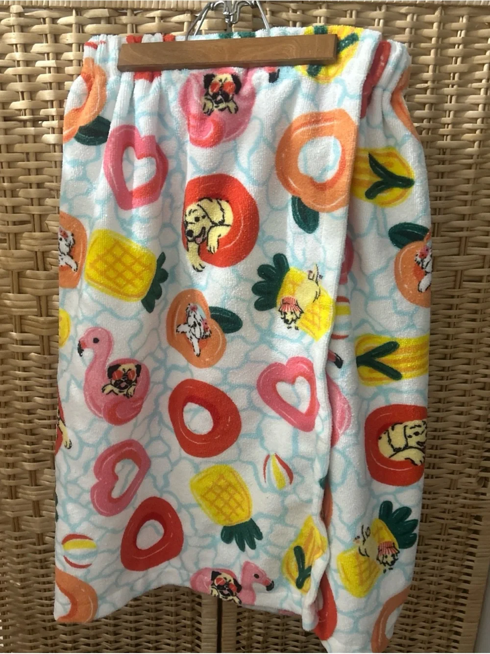 The Big One Plush Towel Wrap Dogs Fruit Flamingo